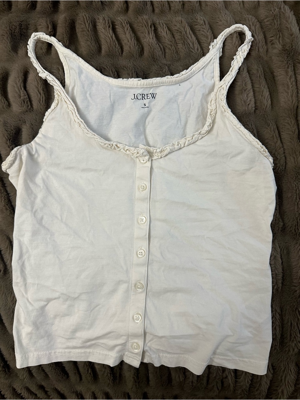 J. Crew Cream Button-Front Camisole with Braided Trim